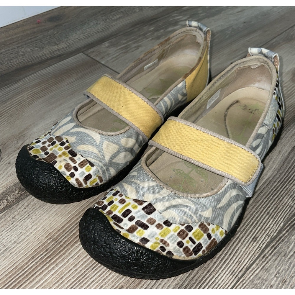 Keen Shoe Women‎ 8 Grey Yellow Slip On Comfort Casual Mary Jane Outdoors